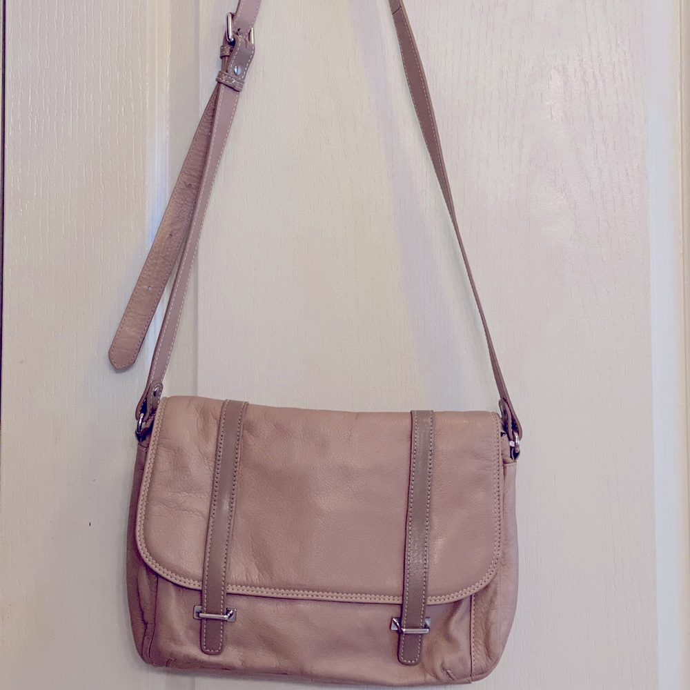 Tignanello Beige Leather Messenger Shoulder Bag